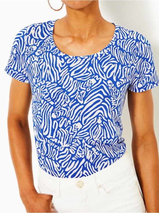 Lilly Pulitzer Tops - Lilly Pulitzer Etta Scoop Neck Top in Martinique Blue Zee Bebe Womens Small